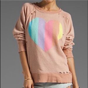 Wildfox Prism Heart Destroyed Sweater